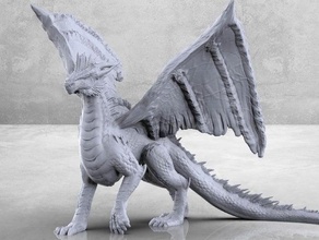 drago d'argento - tavolo in miniatura bestia grande dnd dungeons dragons fantasia gioco di enorme mini monster rpg argento da 3d print model - Mito3D