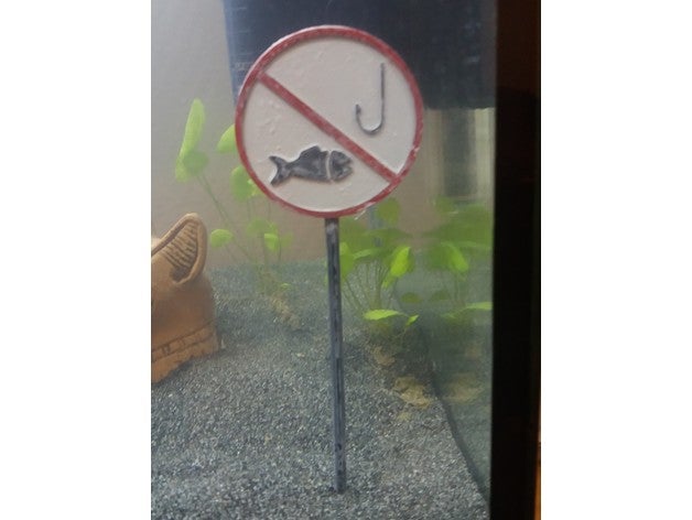 pas de pêche signe l'aquarium du poisson aquarium réservoir poissons panneau signalisation 3D print model - Mito3D