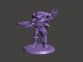 cyborg servitor 28mm miniature - mechanical zombie 25mm 30mm 32mm dnd figure laser marine mini miniatures rifle space undead wargame wargames wargaming 3d print model - Mito3D