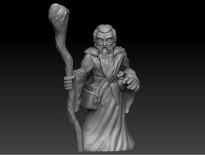 old mage magic miniature sage staff tabletop wise wizard wizeman 3d print model - Mito3D