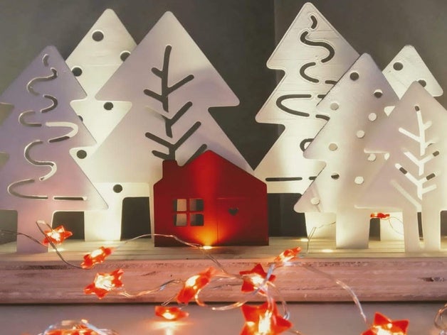christmas tree silhouette ikea str decoration hose hack strala 3D print model - Mito3D