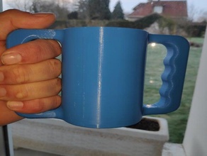 zwei henkel Tasse Glas Behinderte person tasse gobelet avec 2 anses assisted living cup deaktiviert Griff 3d print model - Mito3D