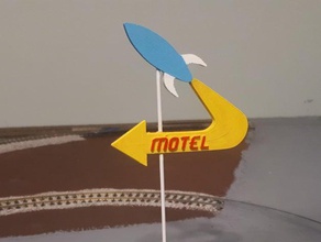 retro motel-Schild diorama googie hoscale hotel mcm Mitte des Jahrhunderts Modell modern das motel sign Zug jahrgang 3d print model - Mito3D