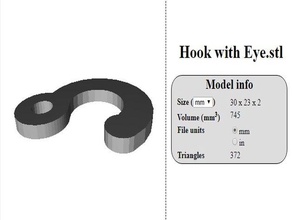 Haken Auge Wand-Haken 3d print model - Mito3D