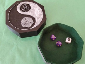 octagon rpg dice tray holder boardgame box d&d d20 die dnd dungeons dragons gurps lid pathfinder role roleplay roleplaying roll savage worlds swade 3d print model - Mito3D