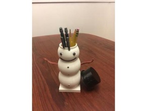 frosty snowman pencil holder 3d printed cold decoration ice unique 3d print model - Mito3D