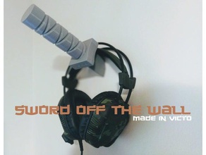 swordoffthewall headphones headphone holder hook stand katana ninja star sword swords wall mount 3d print model - Mito3D