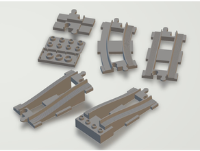 geliştirilmiş özelleştirilebilir tren rayları tuğla köprü kavisli parça customizer Çift ya da yükseklik eğim eğimli lego openscad parametrik rampa düz 3d print model - Mito3D