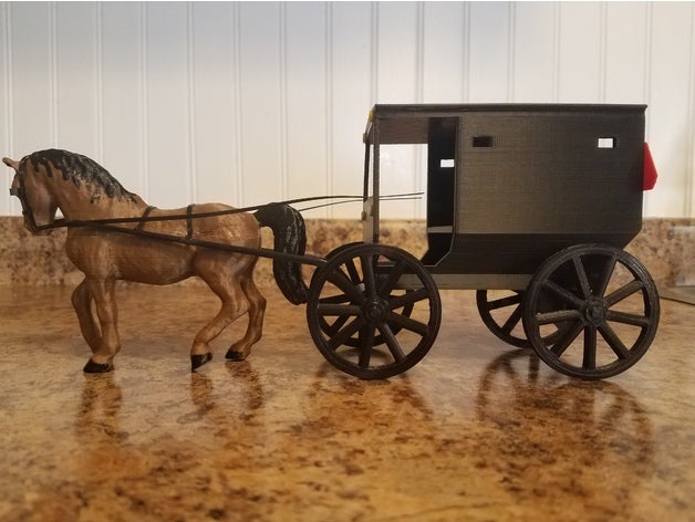 amish buggy animal art horse miniature wheel 3D print model - Mito3D