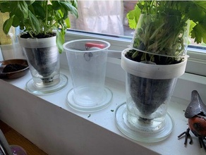 kendi kendine pot saksı sulama yoğurt bahçe kapalı bitki ekici kendini kabı 3d print model - Mito3D