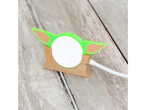baby yoda apple watch charger case mandelorian star wars 3d print model - Mito3D