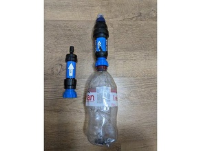 sawyer adaptör evian şişe sıkmak iplik fusion 360 iş parçacığı mini adaptörü su filtresi 3d print model - Mito3D