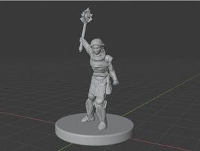 female paladin + mace can printed separately miniature 18mm scale dnd mini knight weapon 3d print model - Mito3D