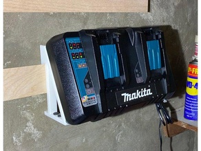 makita dual battery charger french cleat mount 18v dc18rd wall woodworking 3d print model - Mito3D