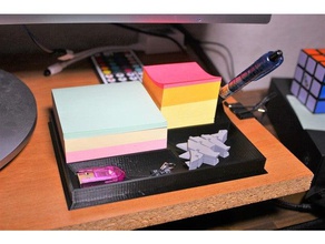 post-it desk tray w pen holder notes 3d print model - Mito3D