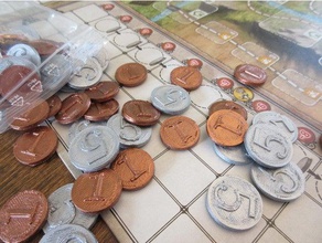 Münzen geprägt gewichtet Brettspiel boardgames Brettspiel-Komponenten Brett-Spiel Zubehör Münze Relief slug Gewicht 3d print model - Mito3D