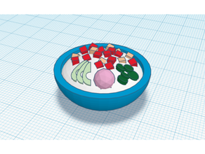 pok bowl avocado fish food poke token 3d print model - Mito3D