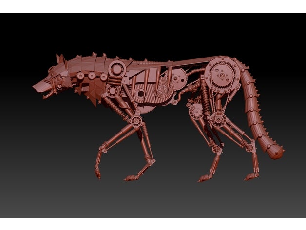 robot wolf low poly mécanique le la robotique 3D print model - Mito3D