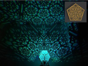 pentagonal rose shadow lamp v10 dodecahedron geometric home islamic patterns lampshade light lighting pentagon projector 3d print model - Mito3D