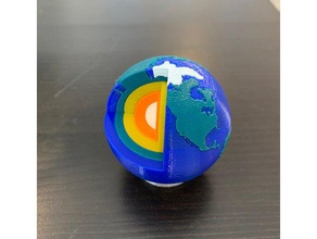 multi-color world earth model cross section stand demo globe material mmu mmu2 mmu2s multi physics planet science space statue 3d print model - Mito3D