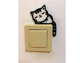 light switch cat two colors color flashforge guider 2 katze kitchen kitten lichtschalter living room multi multicolor ornament wall decor wohnzimmer 3d print model - Mito3D