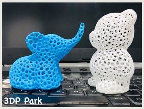 de voronoi oso elefante corazón animal art el la moda hueco juguete vonoroi 3d print model - Mito3D