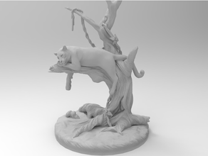 pantera negra árvore 3dmodel 3dprintable a figura estátua 3d print model - Mito3D