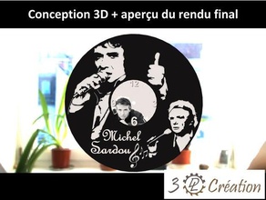 d co disque vinyle - horloge michel sardou disco in vinile d&eacute record 3d print model - Mito3D