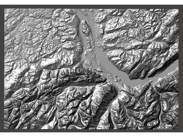 le lac de thoune région secours berne l'oberland bernois bouvier la jaxa niesen un soulagement carte en relief suisse 3D print model - Mito3D