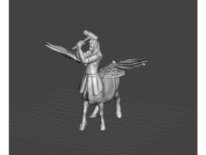 goat centaur barbarian dnd miniature female fighter mini paladin pegasus wings 3d print model - Mito3D