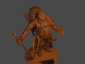 half-ogro de caçador gaiola casaco dnd em miniatura herói hunter mini monstro monstros ogro armadilha tusk wargaming warlock 3d print model - Mito3D