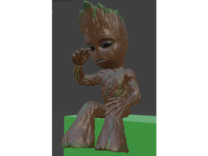 sitting sad baby groot do not want no more groots 3d print model - Mito3D
