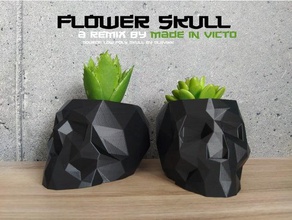 flowerskull flower pot vase lowpoly low poly modern skull 3d print model - Mito3D