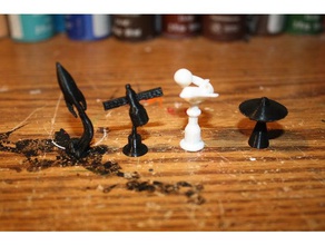 space themed game pieces - ufo shuttle satellite rocket boardgame gaming rpg 3d print model - Mito3D