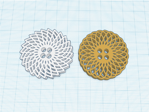 fantaisie 4 trous de boutons bouton des le cercle la circulaire décoration décorative luxe détaillée élégant les complexe pointes 3d print model - Mito3D