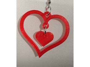 heart earring outline hanging solid 3d print model - Mito3D