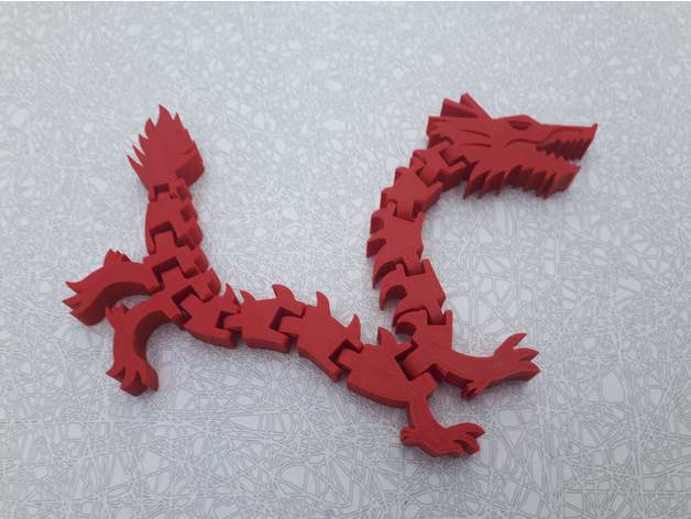 flexi chinese dragon articulated figure flexible rex 3D print model - Mito3D