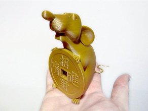 el año de la rata grande bigtreetech skr nuevo chino moneda decoración decorativos festiva figura oro suerte los años nuevos nic rojo escultura deseo 3d print model - Mito3D