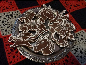 dragon christmas cookie cutters 3d print model - Mito3D