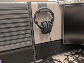 headphone holder - cubicle hook headphones hanger 3d print model - Mito3D
