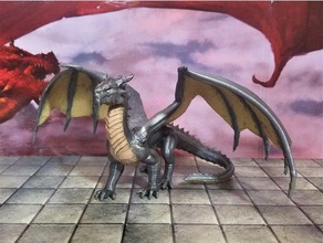 steel dragon dnd miniature dungeons dragons 3d print model - Mito3D