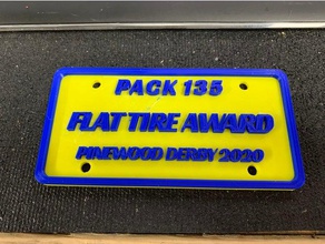 pinewood derby award awards cub scouts customized license plate 3d print model - Mito3D