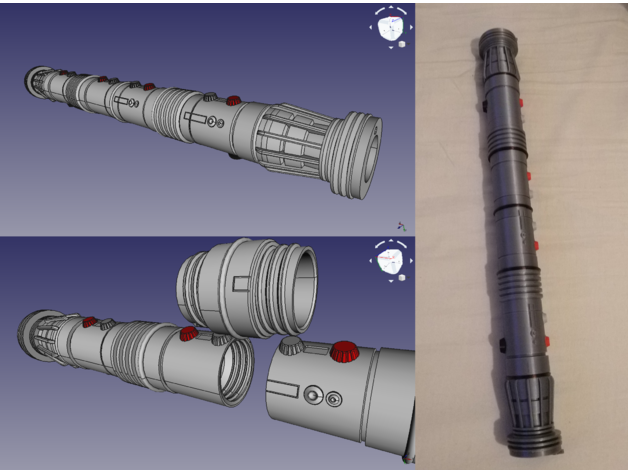 collapsing darth maul two sided lightsaber 3D print model - Mito3D