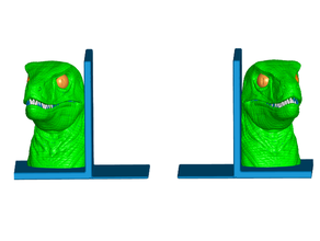velociraptor serre-livres gauche à droite le livre se termine dino dinosaure raptor 3d print model - Mito3D