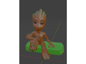 sitting cool baby groot stand do not want no more groots 3d print model - Mito3D