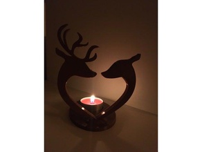 reindeer deer heart candle art cute deco decoration dinner holder love romantic tealight valentinsday valentinstag 3d print model - Mito3D