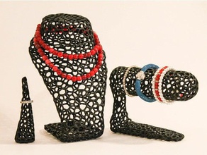 voronoi-Schmuck-Halter 3d-voronoi - Armbänder Halter Schmuck Halskette Halsketten Inhaber Ringe voronoi voronoi-Stil 3d print model - Mito3D