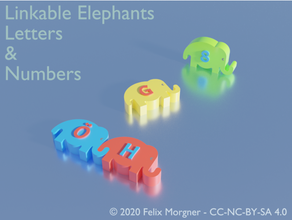 linkable elefantes - letras & números de redesenho remix crianças brinquedo início aprendizagem brinquedos os 3d print model - Mito3D