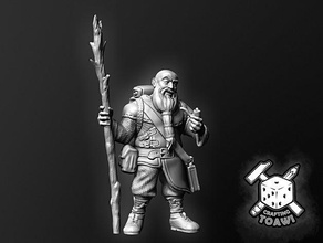 dwarf mage 28mm boardgame d&d dnd fantasy magician miniature priest prowler roleplaying savant tabletop traveler wizard 3d print model - Mito3D