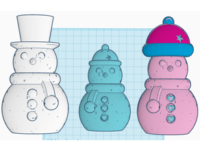 snowman family plaque-remix 3d print model - Mito3D